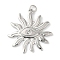 Rack Plating Brass Pendants, with Jump Ring, Lead Free & Cadmium Free, Long-Lasting Plated, Sun with Eye Charm, Platinum, 31x30.5x2mm, Hole: 3.5mm