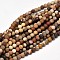 Frosted Natural Petrified Wood Round Bead Strands, 8~9mm, Hole: 1mm, about 44~46pcs/strand, 14~15 inch