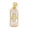 Brass Micro Pave Cubic Zirconia Pendants, with Shell, Lead Free & Cadmium Free, Long-Lasting Plated, Rectangle, 20x7.5x1.5mm, Hole: 4x3.5mm