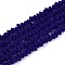 Frosted Opaque Glass Beads Strands, Triangle, Faceted, Dark Blue, 3~3.5x4~4.5x4~4.5mm, Hole: 0.8mm, about 121~131pcs/strand, 14.37~15.35 inch(36.5~39cm)