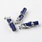 Tube Natural Dyed Lapis Lazuli Pendants, with Dragon Brass Findings, Platinum, 48x15x10mm, Hole: 7x5mm