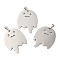 Non-Tarnish Halloween 304 Stainless Steel Pendants, Ghost Charm, Stainless Steel Color, 30x24.5x1.5mm, Hole: 6.5x3.5mm