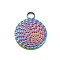 Ion Plating(IP) 304 Stainless Steel Charms, Flat Round Charms, Rainbow Color, 13x10.5x1mm, Hole: 2mm