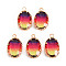 Gradient Color Glass Pendants, with Brass Prong Settings, Faceted, Oval, Light Gold, Colorful, 19x11x5.5mm, Hole: 1.6mm