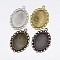 Zinc Alloy Oval Pendant Cabochon Settings, DIY Findings for Jewelry Making, Cadmium Free & Nickel Free & Lead Free, Mixed Color, Tray: 25x18mm, 39x29x2mm, Hole: 2mm