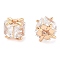 Brass Micro Pave Clear Cubic Zirconia Beads, Cadmium Free & Nickel Free & Lead Free, Square, Real 18K Gold Plated, 7x5.5x5.5mm, Hole: 2mm