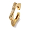 Rack Plating Star Brass Cubic Zirconia Open Cuff Rings for Women, Lead Free & Cadmium Free, Long-Lasting Plated, Real 18K Gold Plated, Clear, 3.5mm