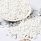 6/0 Opaque Baking Paint Glass Seed Beads, Teardrop, White, 4.5~5x4x3~3.5mm, Hole: 0.9mm, about 125pcs/10g