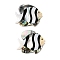Natural Freshwater Shell & Black Lip Shell & Paua Shell Pendants, Clownfish Charms, 37~38x45~46x3mm, Hole: 3mm