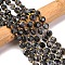 Natural Larvikite Beads Strands, Faceted Pentagonal Cut, Flat Round, with Seed Beads, 8~8.5x5mm, Hole: 0.8mm, about 36pcs/strand, 15.16''~15.24''(38.5~38.7cm)