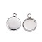 Non-Tarnish 304 Stainless Steel Pendant Cabochon Settings, Plain Edge Bezel Cups, Flat Round, Stainless Steel Color, Tray: 8mm, 13x10x2mm, Hole: 2mm