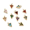 PVD Vacuum Plating 304 Stainless Steel Pendants, with Cubic Zirconia and Jump Rings, Single Stone Charms, Triangle, Golden, Mixed Color, 11x9.5x3mm, Hole: 3.6mm