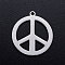 Tarnish Resistant 201 Stainless Steel Pendants, Peace Sign, Stainless Steel Color, 21x19x1mm, Hole: 1.4mm