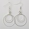 Dangle Brass Rhinestone Earrings for Girls, with Brass Linking Rings and Brass Earrings Hooks, Silver Color Plated, 60mm, Pin: 0.7