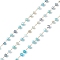Handmade Glass Beaded Chains, Faceted, Unwelded, with 304 Stainless Steel Chains, Golden, Round, Medium Turquoise, 3x2.5mm