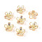 Transparent Electroplate Glass Bead Caps, 5-Patal Flower, Light Khaki, 10~11x4~4.5mm, Hole: 1.2~1.4mm