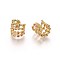 Cubic Zirconia Cuff Earrings, with Brass Findings, Colorful, Real 18K Gold Plated, 10~15mm