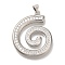 Rack Plating Brass Micro Pave Cubic Zirconia Pendants, Cadmium Free & Lead Free, Long-Lasting Plated, Vortex, Platinum, 32x26.5x3mm, Hole: 5x4mm