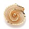 Rack Plating Brass Hollow Pendants, Conch Charms, Cadmium Free & Nickel Free & Lead Free, Light Gold, 36.5x32.5x11mm, Hole: 1.2mm
