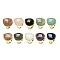 Teardrop Natural Gemstone Open Cuff Rings, Golden Plated Brass Ring for Unisex, Inner Diameter: Adjustable