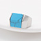 Rectangle Synthetic Turquoise Finger Ring, Stainless Steel Color Stainless Steel Jewelry, Stainless Steel Color, US Size 10 1/4(19.9mm)
