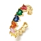 Brass Micro Pave Cubic Zirconia Rings for Women, Long-Lasting Plated, Heart, Golden, Adjustable
