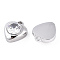 304 Stainless Steel Charms, Manual Polishing, with Rhinestone, Heart Charm, Stainless Steel Color, 14x12x5mm, Hole: 1.8mm