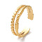 Ion Plating(IP) 304 Stainless Steel Double Line Open Cuff Rings, Golden, Inner Diameter: 18.3mm