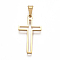 304 Stainless Steel Pendants, Cut-Out, Cross, Hollow, for Craft Jewelry Making, Golden, 25x13x1mm, Hole: 5x3mm