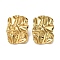 Ion Plating(IP) 304 Stainless Steel Textured Rectangle Ear Studs for Women, Real 18K Gold Plated, 32x23mm