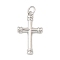 Brass Pendants, Cross, Long-Lasting Plated, Lead Free & Cadmium Free, Rack Plating, with Jump Ring, Platinum, 22.5x13x3mm, Hole: 3mm