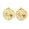 Brass Micro Pave Cubic Zirconia Pendants, Cadmium Free & Nickel Free & Lead Free, Flat Round with Dragon, Camel, 23x20x2mm, Hole: 1.6mm