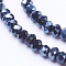 Faceted Rondelle Electroplate Half Plated Glass Beads Strands, Black, 2.5x2mm, Hole: 0.5mm, about 144~150pcs/strand, 35~37cm