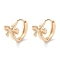 Brass Bowknot Hoop Earrings, Real 18K Gold Plated, 13.5x10.5x15.5mm