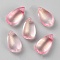 Handmade Gold Sand Lampwork Pendants, Teardrop Charm, Pink, 14x7.5x5mm, Hole: 1.2mm