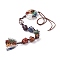 Chakra Natural Mixed Gemstone Woven Pendant Decorations, with Brass Linking Rings & Faux Suede Cord, Tree of Life, 585mm