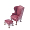 Single and Double Imitation Leather Sofas with Footrests for Dollhouse Miniature Furniture Model, Pale Violet Red, 105x65mm
