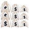 3 Colors 9PCS Cotton and Linen Drawstring Bags, for Party Wedding Home Storage, USD Pattern, Floral White, 12x10cm, 16x12cm, 20x17cm, 3pcs/color, 3colors, 9pcs/set