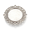 Tibetan Style Alloy Cabochon Connector Settings, Flat Round, Cadmium Free & Nickel Free & Lead Free, Antique Silver, Tray: 20mm, 31x31x2mm, Hole: 2x1mm