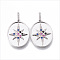 Brass Micro Pave Cubic Colorful Zirconia Pendants, Nickel Free, Oval with Star, Platinum, 24x18x2mm, Hole: 2x5mm