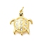 Brass Micro Pave Cubic Zirconia Pendants, Tortoise Charms, with Jump Ring, Rack Plating, Long-Lasting Plated, Lead Free & Cadmium Free, Real 18K Gold Plated, 19.5x17x2.5mm, Hole: 3mm