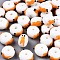 Handmade Bumpy Lampwork Beads, Abacus with Goldfish, Orange, 14~15x12~13x8~9mm, Hole: 2mm
