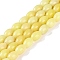 Natural Yellow Jade Beads Strands, Oval, 11x8mm, Hole: 0.8mm, about 33pcs/strand, 15.75''(40cm)