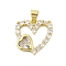 Rack Plating Brass Micro Pave Cubic Zirconia Pendants, Long-Lasting Plated, Lead Free & Cadmium Free, Real 18K Gold Plated, 17.5x17.5x3mm, Hole: 3.5x5mm