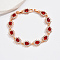 Cubic Zirconia Teardrop Link Chain Bracelet, Real 18K Gold Plated Brass Bracelet, Red, 7-5/8 inch(19.5cm)
