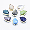 Faceted Glass Beads, with Brass Findings, teardrop, Golden, Mixed Color, 18x13x8mm, Hole: 1mm
