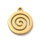 304 Stainless Steel Pendants, Laser Cut, Flat Round with Vortex Charm, Real 18K Gold Plated, 12x10x1mm, Hole: 1.2mm