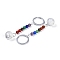 Natural Howlite Round Beaded Keychain, with Iron Rings, 95~96mm