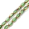 Electroplate Glass Beads Strands, Gold Plating, Oval, Green, 7x4x3mm, Hole: 1mm, about 50pcs/strand, 13.31''(33.8cm)