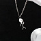 Funny Heart Gestures Stickman Stainless Steel Pendant Necklaces, Stainless Steel Color, 17.72 inch(45cm)